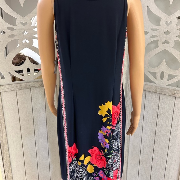 Roz & Ali Sheath Dress size Medium Blue with Beaded Metal collar NWT - Picture 6 of 8